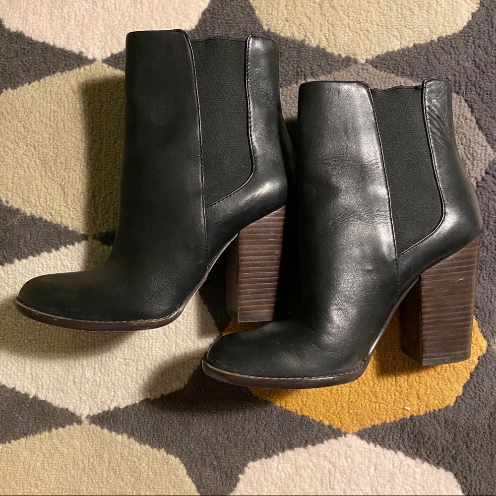 Banana Republic Black stacked heel ankle boots
